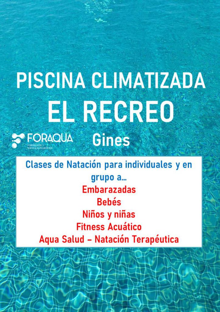Se reabre la piscina climatizada de Sal El Recreo (Gines). Impartimos clases de natación individuales y en grupos reducidos a embarazadas, bebés, niños/as y adultos