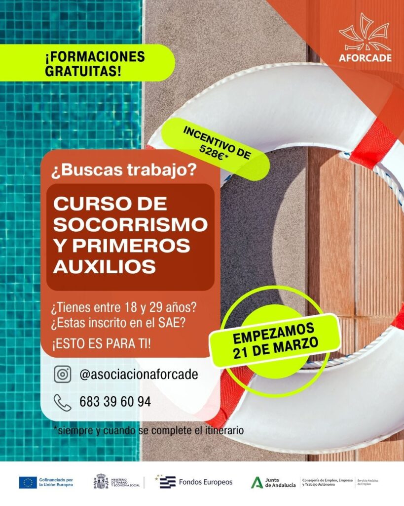 Curso de SOCORRISMO en SEVILLA subvencionado al 100% por la Fundación AFORCADE. Reúne los requisitos de la Fundación y fórmate para ser Socorrista Acuático